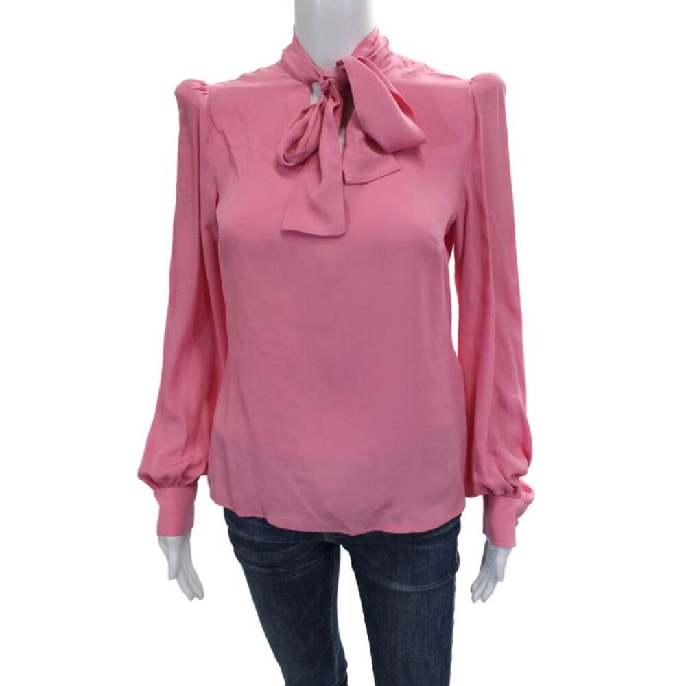 Jane Womens Basic Pink High Neck Long Sleeve Blouse Acetate Zipper Size 2